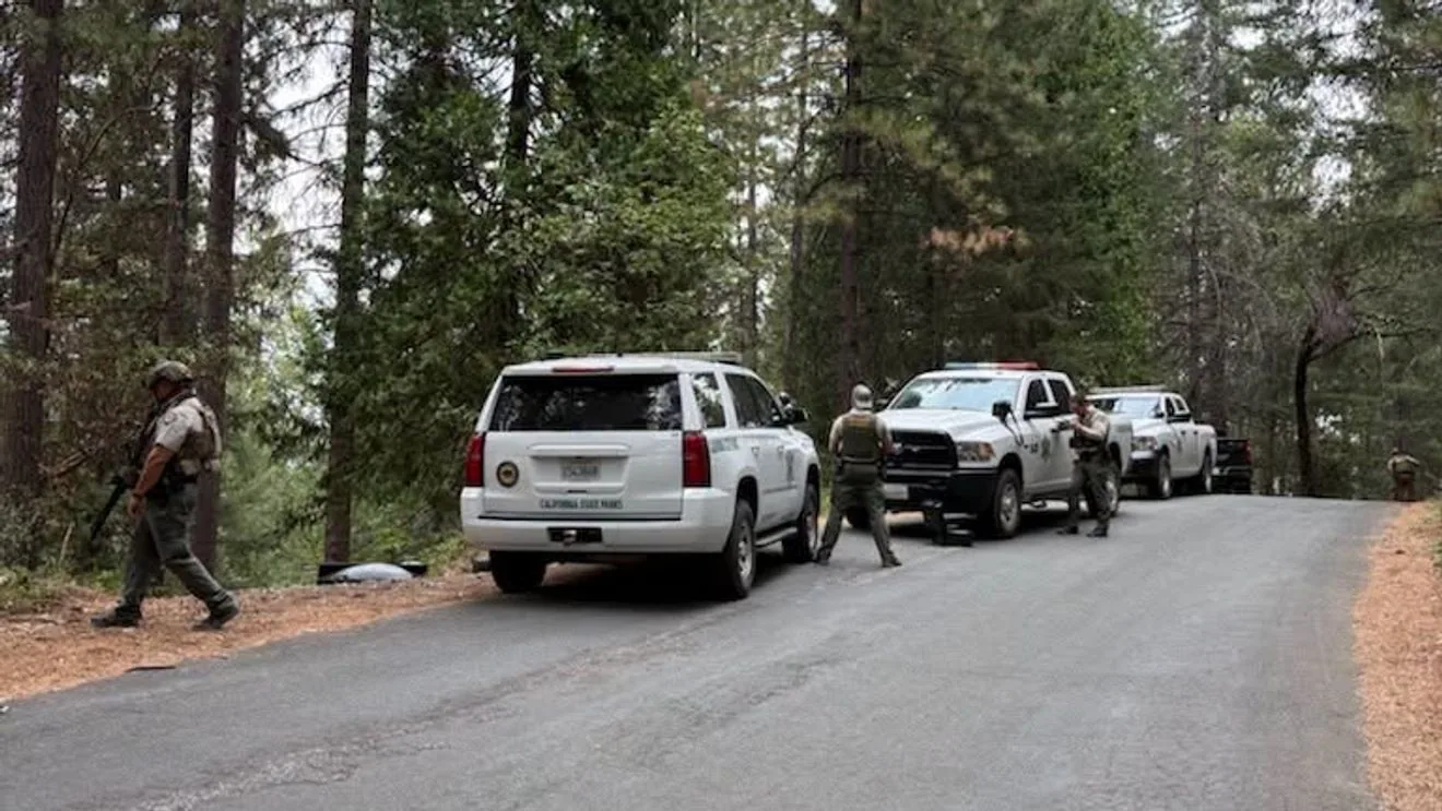 Sheriff's deputies and tactical teams searched steep forest terrain in Placer County after a deadly manhunt